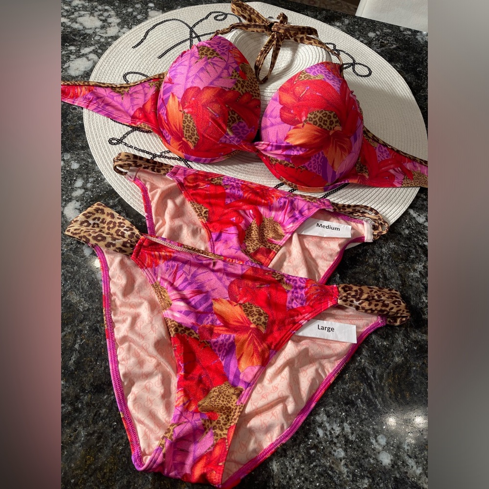 Rare vintage Victoria’s secret’s bikini push-up 34DD OR 38C and S or L bottoms